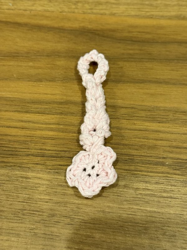 Pink crochet flower bookmark